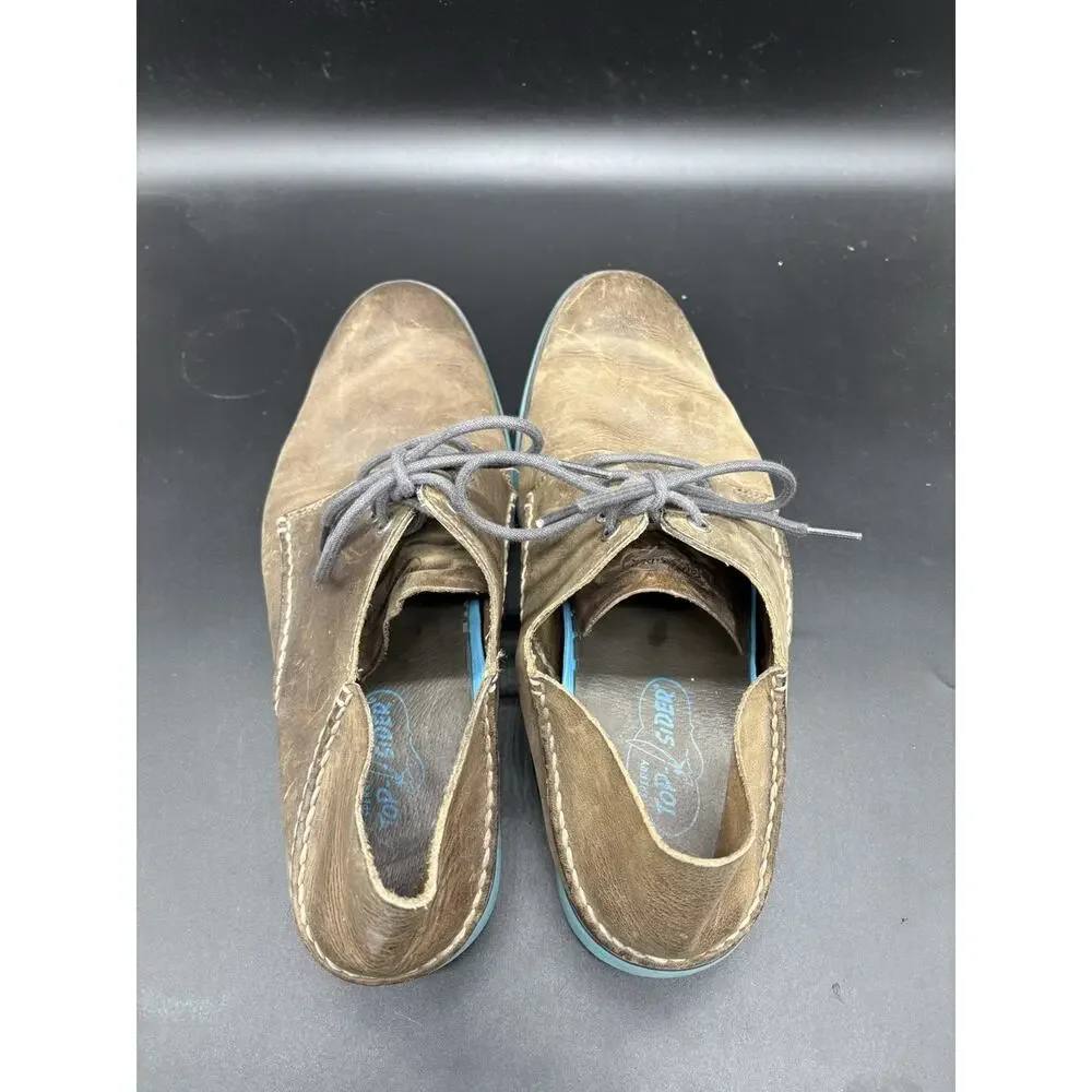 Sperry Top Sider Mens 12 M Dark Brown Leather Oxfords Blue Laces Soles